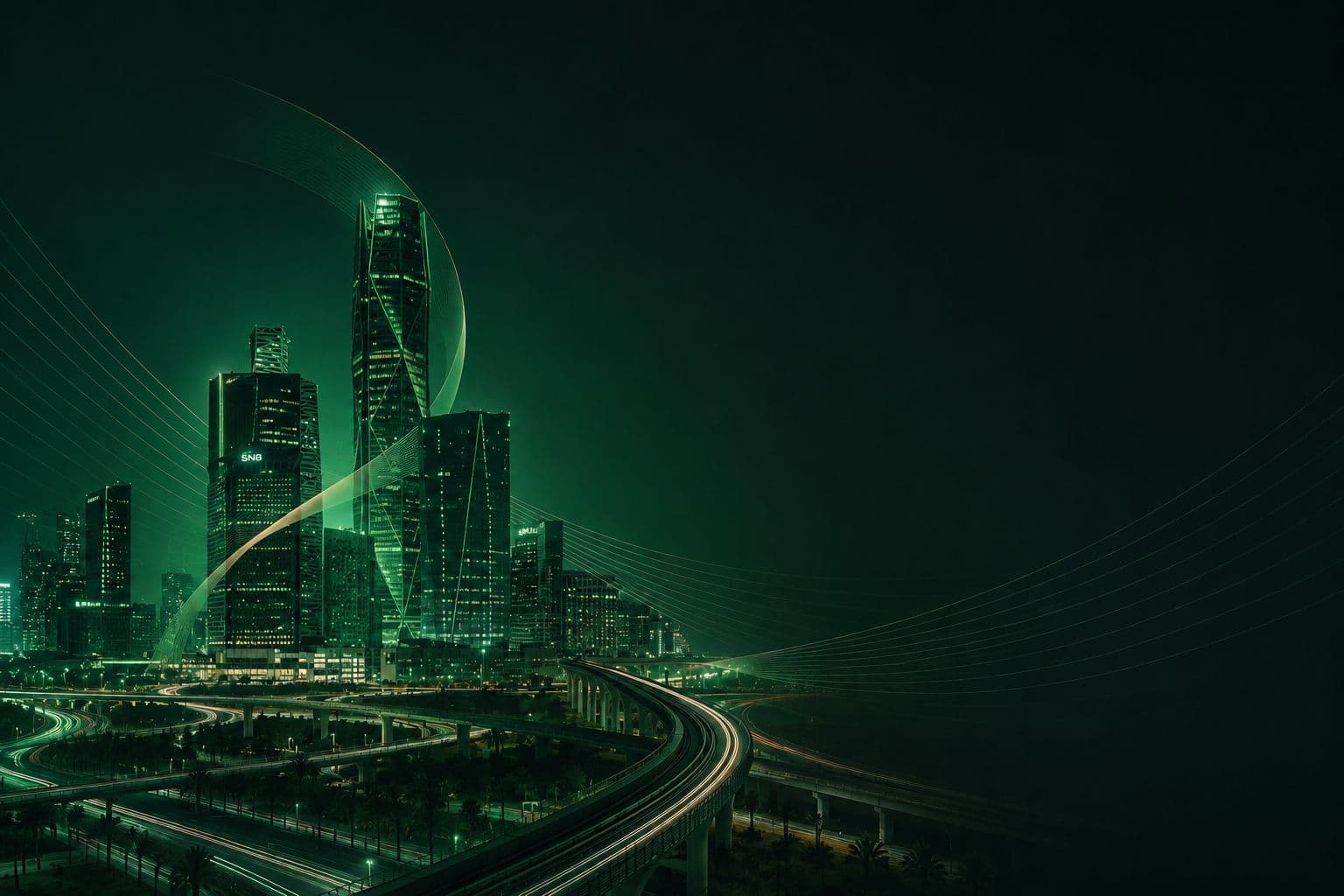 أفق الحي المالي بالرياض ليلاً
